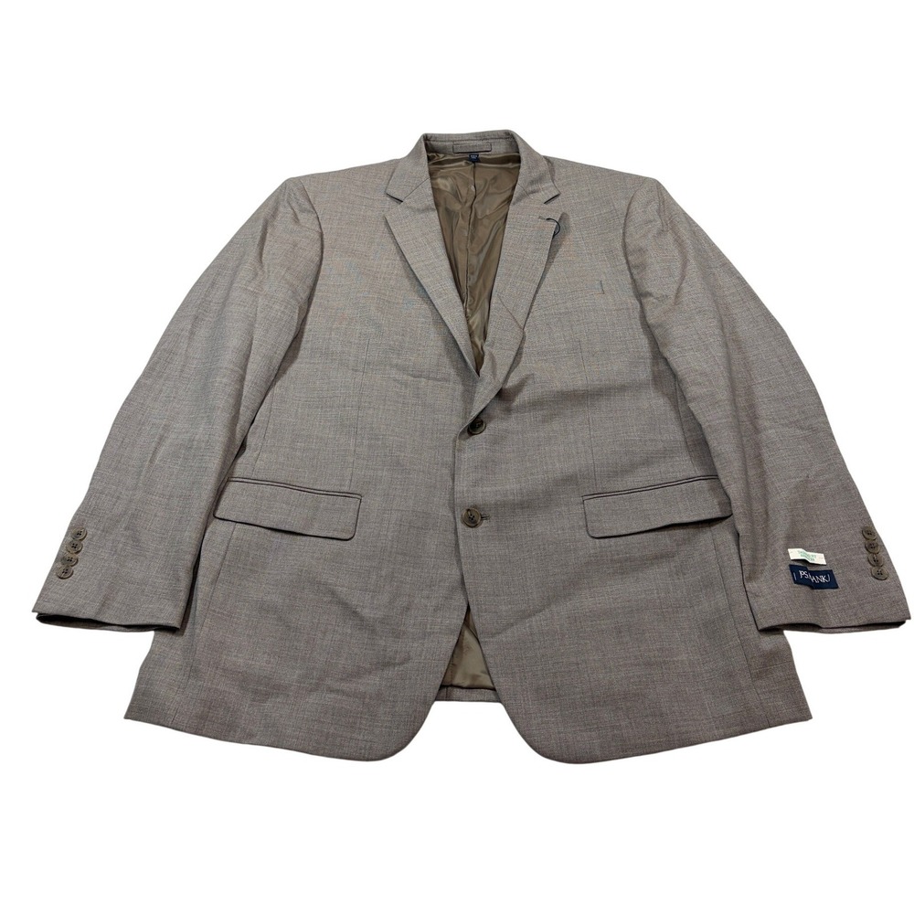 Jos A Bank Tailored Fit Suit 2pc Tan Brown Micro Check 46L 36W Wool Blend NWT